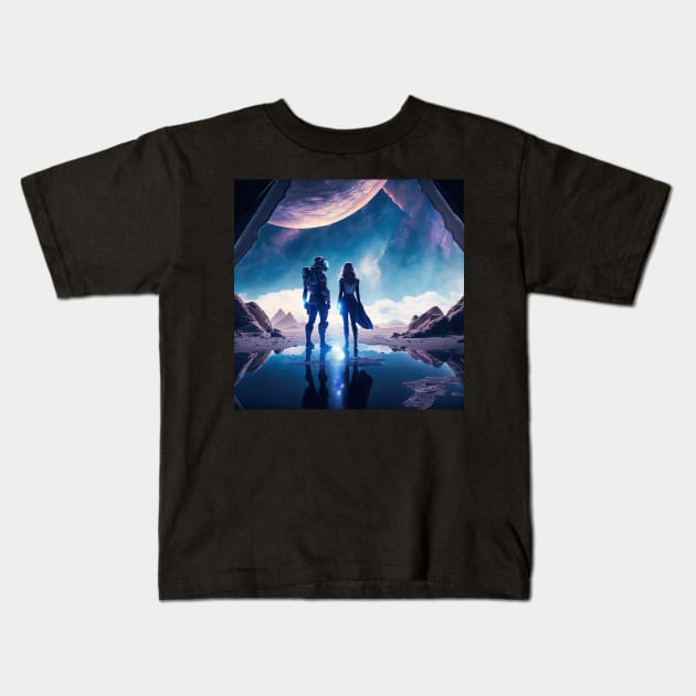 A Space Adventure Begins - Space Adventures #1 Kids T-Shirt by yewjin